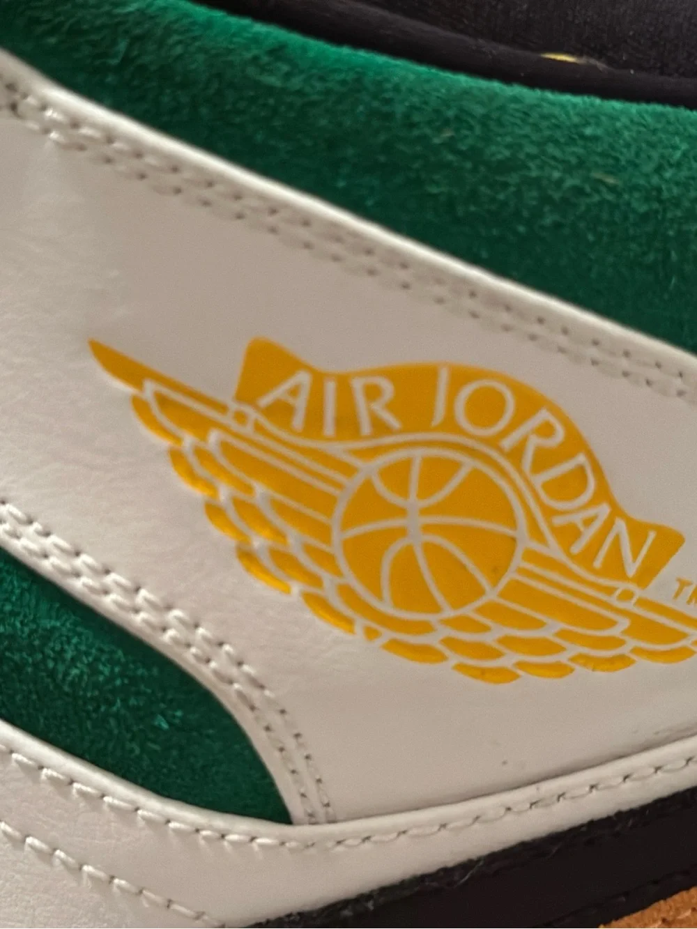 Size 14 Men New Air Jordan 1 Mid Top Leather Sneakers SE Oakland Pre Owned